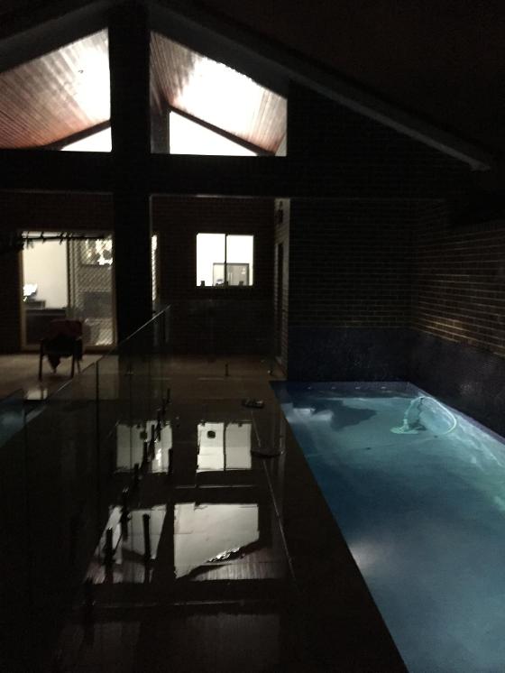 night photo of new home